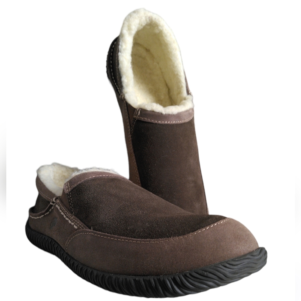 Acorn Comfort Earth Shearling Sheepskin Suede Hard Bottom Bedroom Shoe Slippers